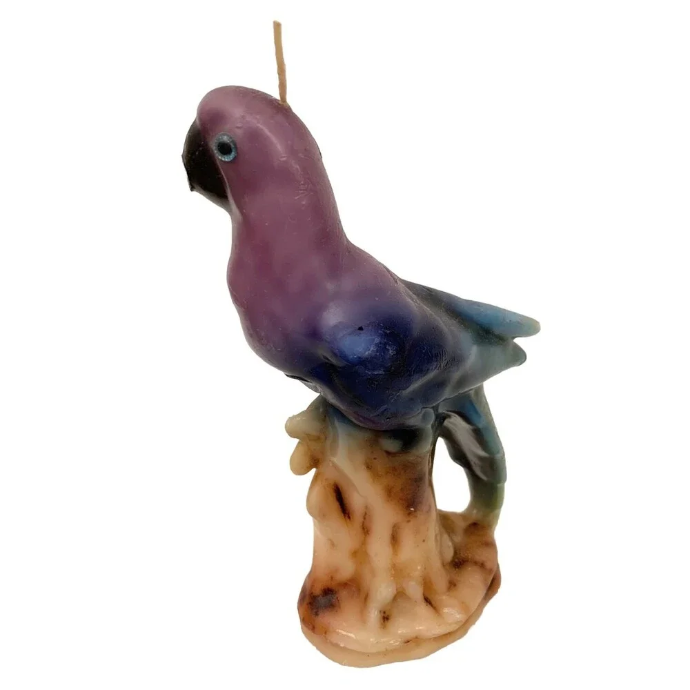 Unique Parrot Parakeet Multicolored Candle Purple Green Beige Bird Decor COD20